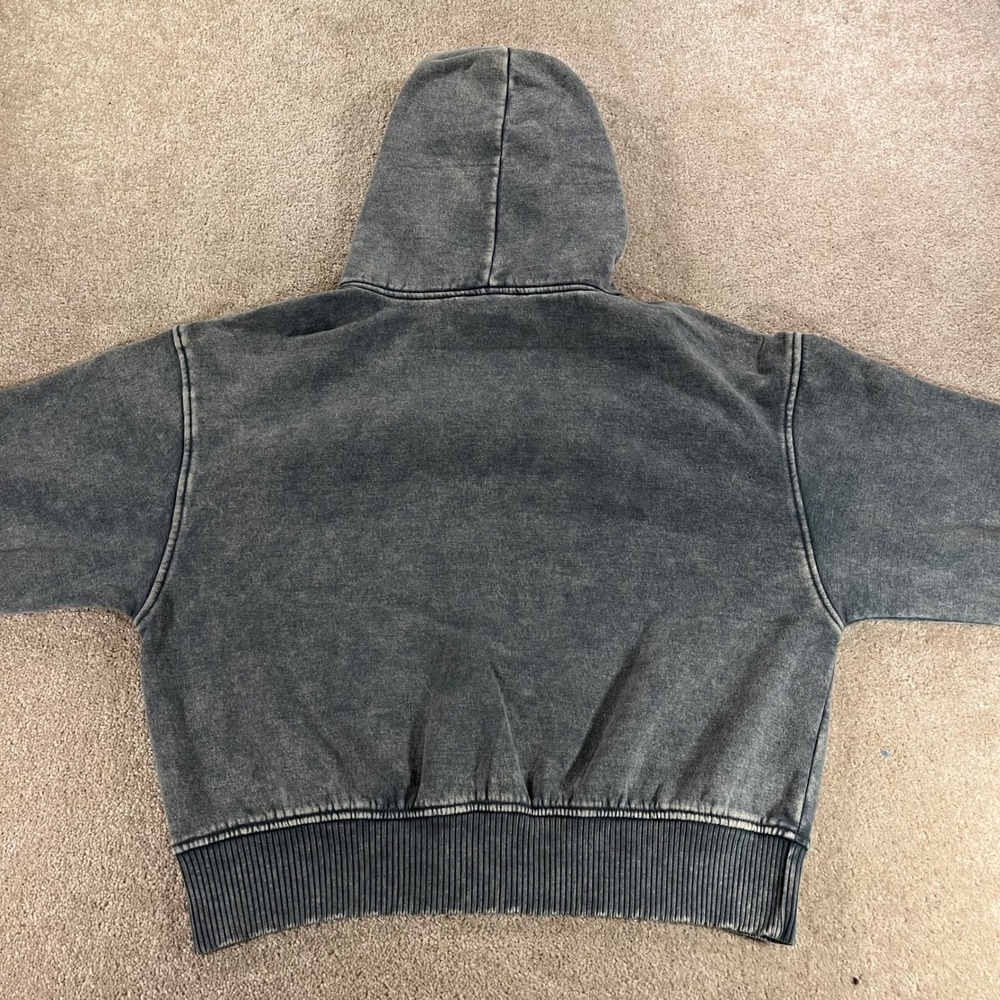 Zenana Hoodie Womens Large Gray Mineral Wash Oversized Fleece Pullover‎ - Picture 9 of 11